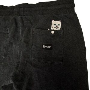 Ripndip Lord Nermal Sweatpants Mens XL Charcoal Grey Joggers Peeking Cat Logo